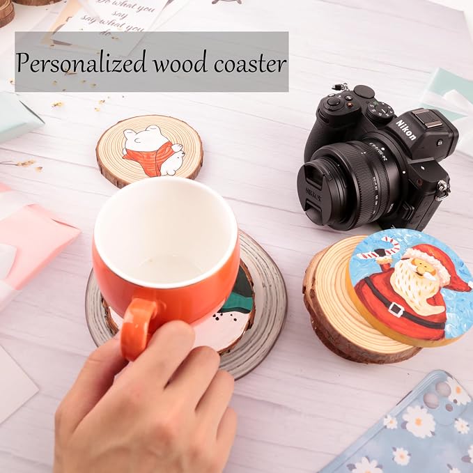 Unfinished Natural Wooden Slices 3.2-4 Inch Wood Circles - Image 3