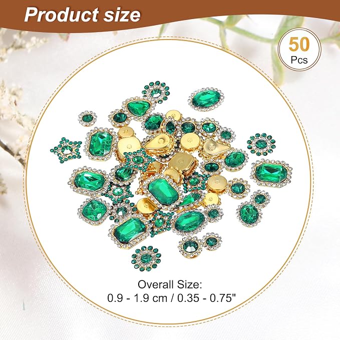 PATIKIL Sew on Rhinestones Crystals, Dark Green - Image 2