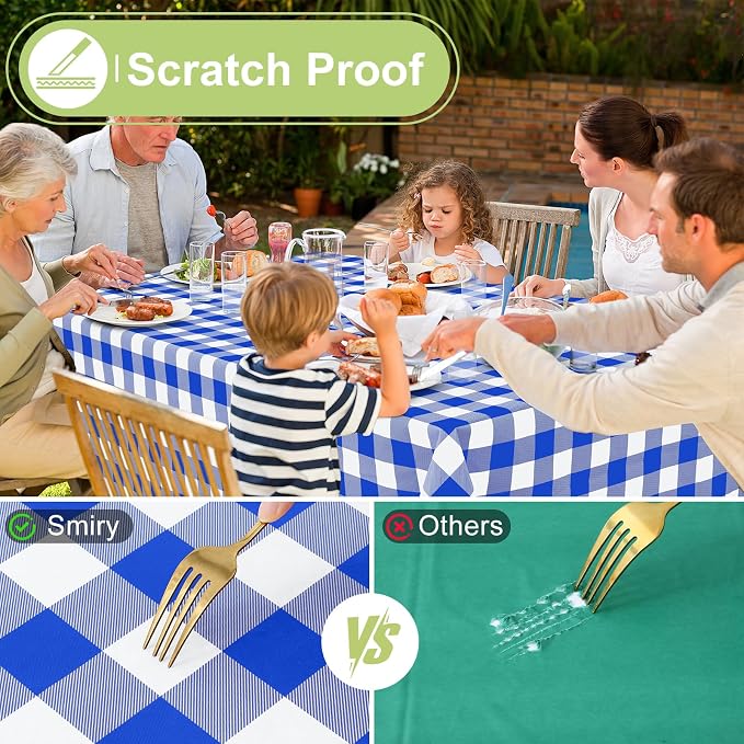 Smiry Rectangle Table Cloth, Waterproof Vinyl Tablecloth - Image 5