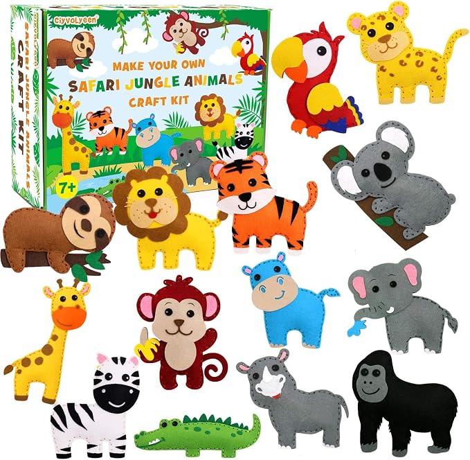 CiyvoLyeen Kids Sewing Kit Crafts – DIY Safari Jungle Animals Felt Plush by CiyvoLyeen