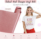 Tintnut Rose Gold Glitter Heat Transfer Vinyl Roll, easy cut & weed, stretch - Image 2
