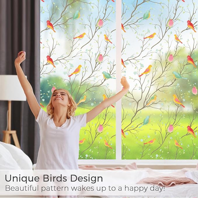 Coavas Privacy Window Film Non-Adhesive Translucent Bird Window Film Decorative - Image 4