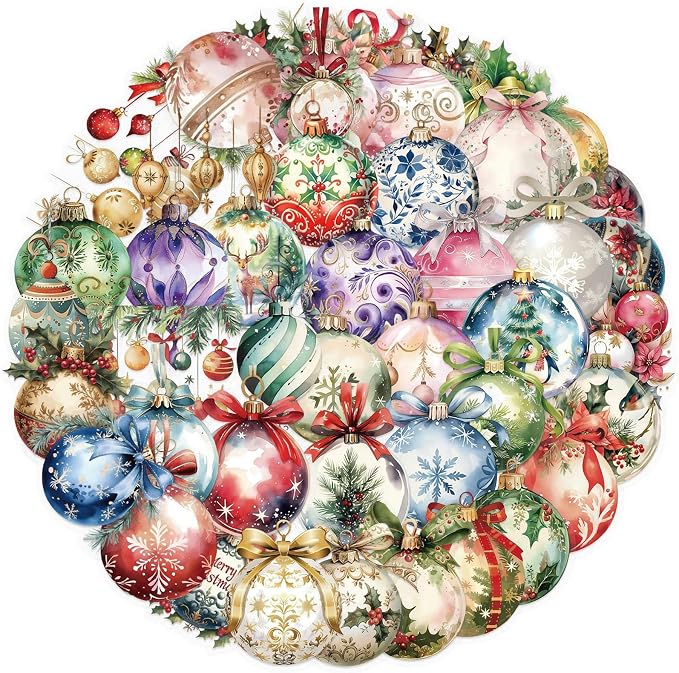 50 Pieces Christmas Themed Transparent Stickers - Image 7