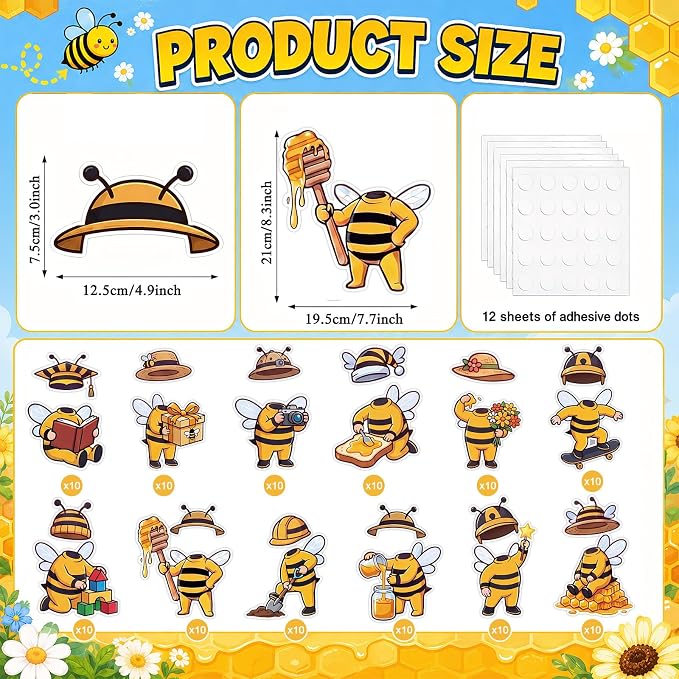 120pcs Bee Theme Cutouts Honey Bee Bulletin Board Decorations Back to School - Image 2
