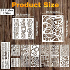 15 Pcs Geometric Stencils, Reusable Abstract Texture Stencils - Image 2