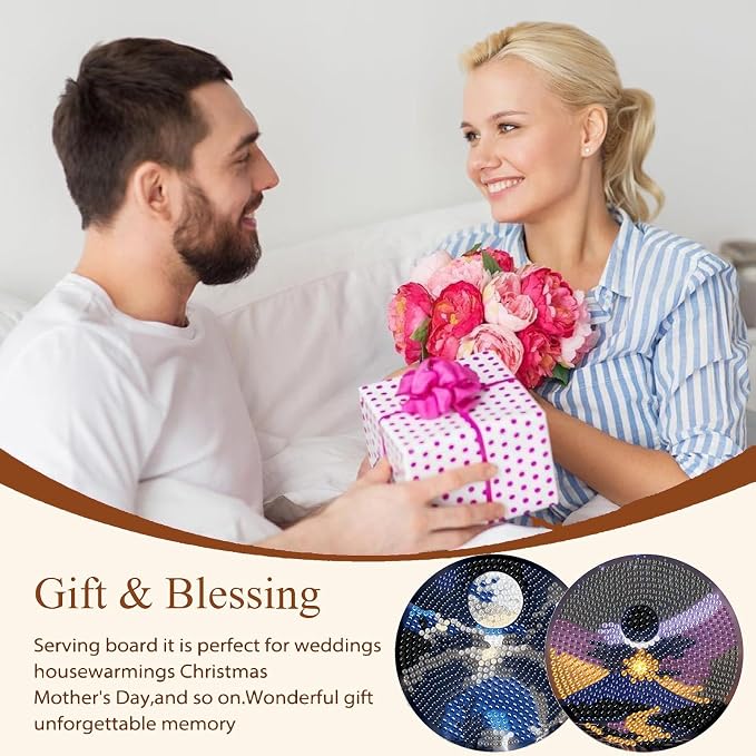 Gemozaic 8PCS Diamond Art Coasters Kit, Moon Night Landscape Diamond Painting - Image 4