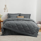 Love's cabin King Size Comforter Set Dark Grey, 7 Pieces King Bed in a Bag - Image 2