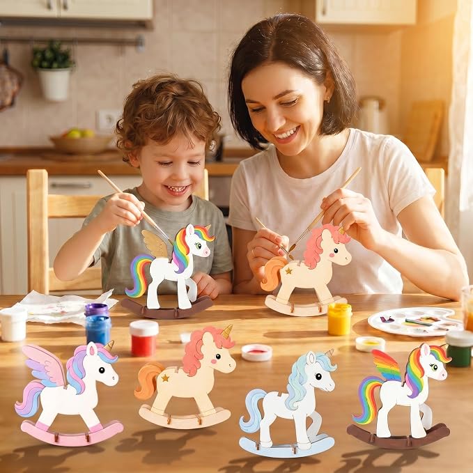 DIY 3D Unicorn Wood Crafts to Paint, Unfinished Unicorn Wooden Slices Cutout - Image 4