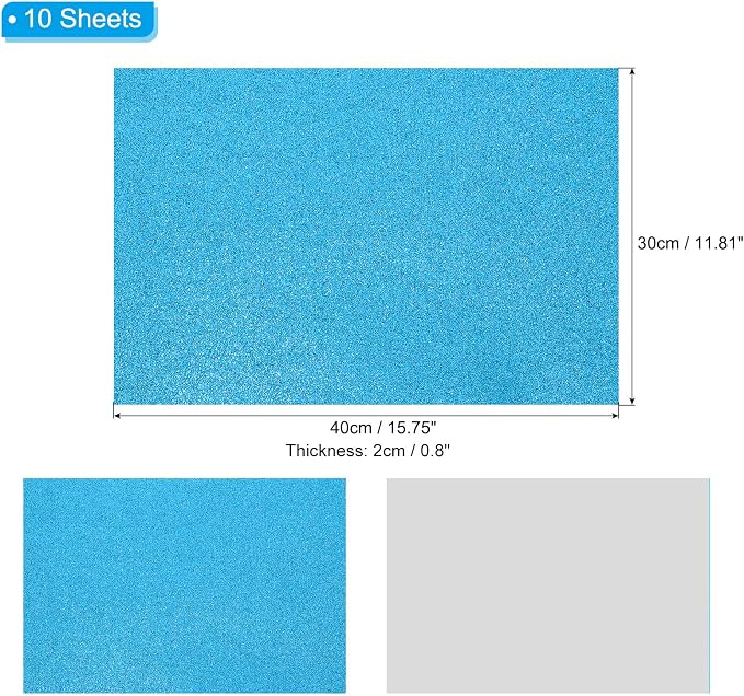 PATIKIL Light Blue Shiny EVA Glitter Foam Sheet 16x12 Inch 2mm Thick - Image 2