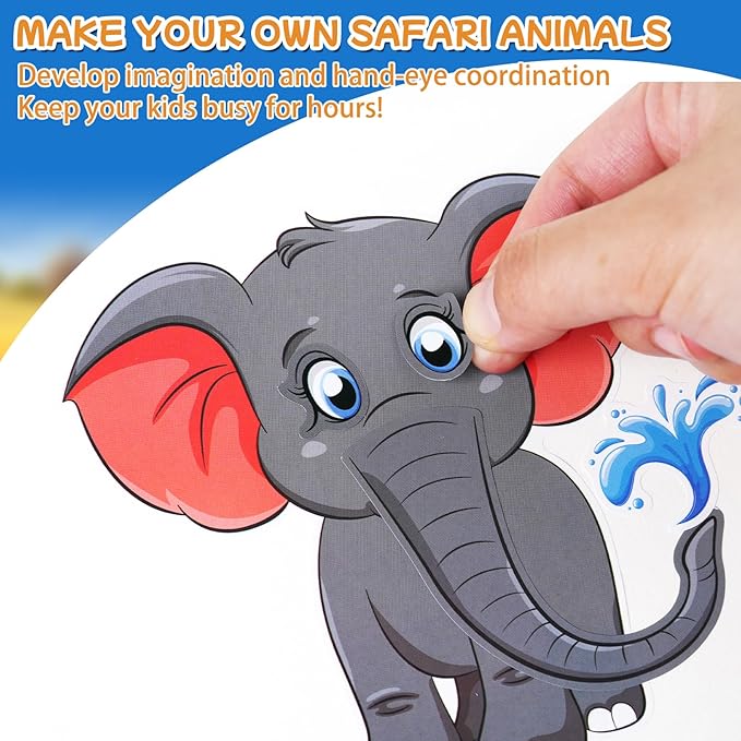 Aowplc 48 Make A Safari Animal Sticker Sheets - Image 4