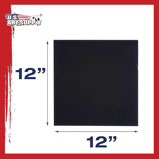 U.S. Art Supply 12 X 12 Inch Black Art Canvas Board Panels 6 Pack - Image 3