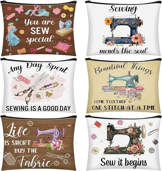 Reginary 6 Pcs Sewing Gifts for Women Quilter Sewing Cosmetic Bags Quilting by Reginary