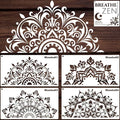 YKW 5 Pack Mandala Stencils for Painting, Large Half Mandala & Breathe Zen by YKW