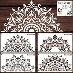 YKW 5 Pack Mandala Stencils for Painting, Large Half Mandala & Breathe Zen by YKW
