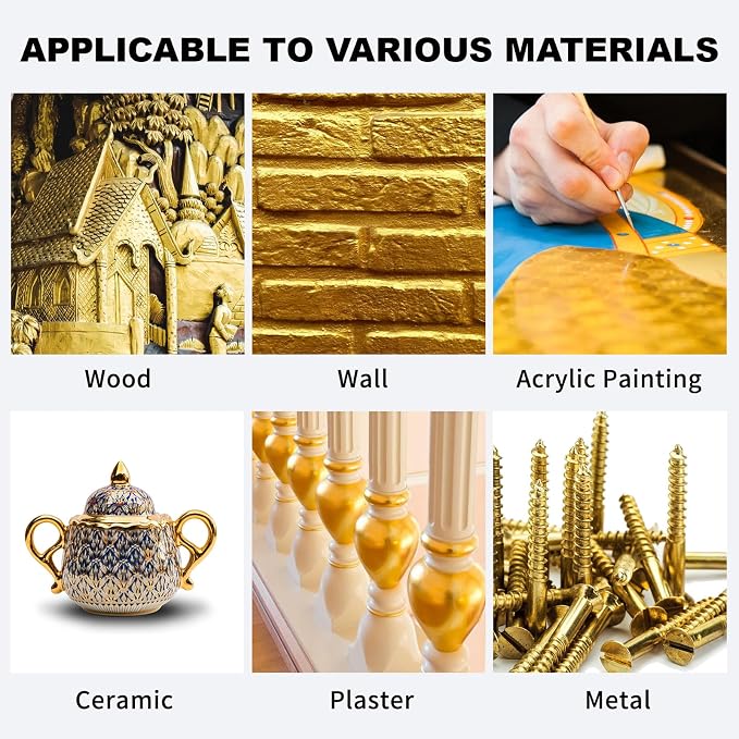300ml Gold Metallic Acrylic Paint, Non Toxic Waterproof Gold Metallic Acrylic - Image 7