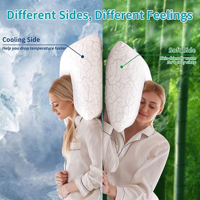 Cooling Pillows for Sleeping 1 Pack, Standard Size Adjustable Shredded Memory - Image 2