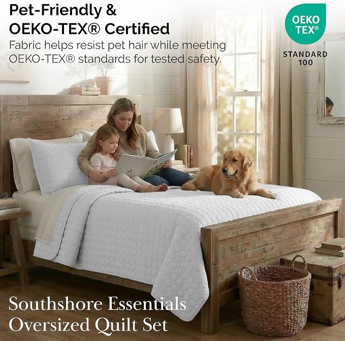 Southshore Fine Living, Inc. King Size White Quilt Bedding Set - Image 5
