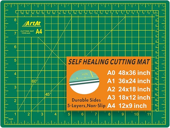 ArtAt Self Healing Cutting Mat: 9"x12" Non-Slip PVC Double Sided 5-Ply A4 Art - Image 7