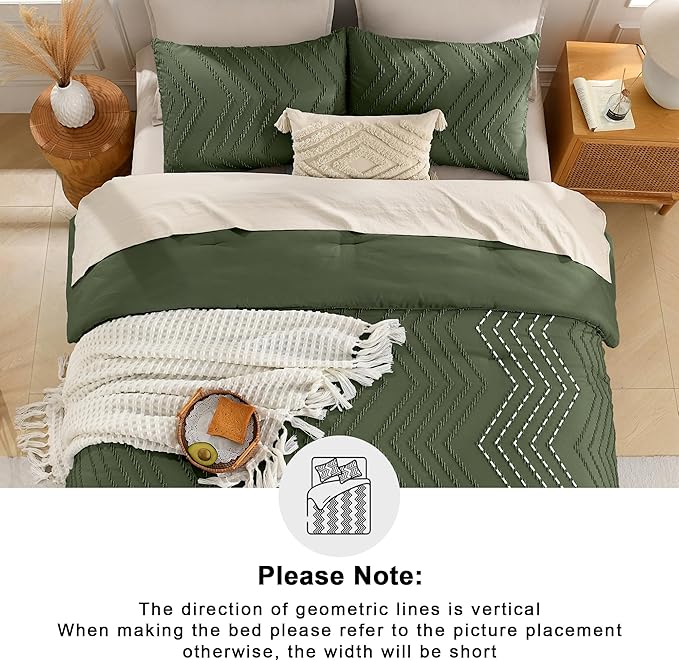 Andency Olive Green Comforter Set King Size, Boho Soft Fluffy Warm Lightweight - Image 5