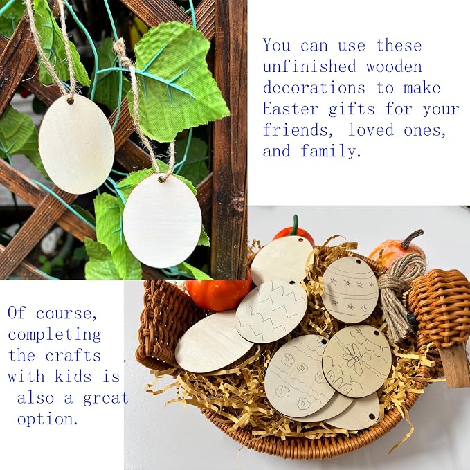 60PCS Unfinished Wood Egg Cutouts - Image 6