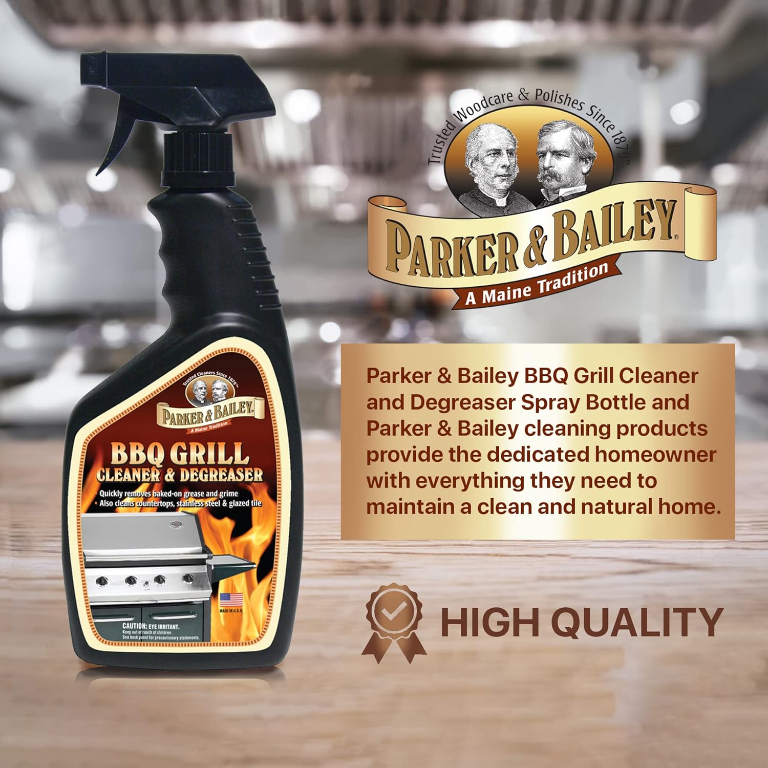 Parker & Bailey Grill Cleaner and Degreaser - BBQ Grill Cleaner Degreaser Cleaner Heavy Duty Countertop Cleaner Stainless Steel Cleaner Glazed Tile Cleaner Cleaning Supplies for Grease and Grime