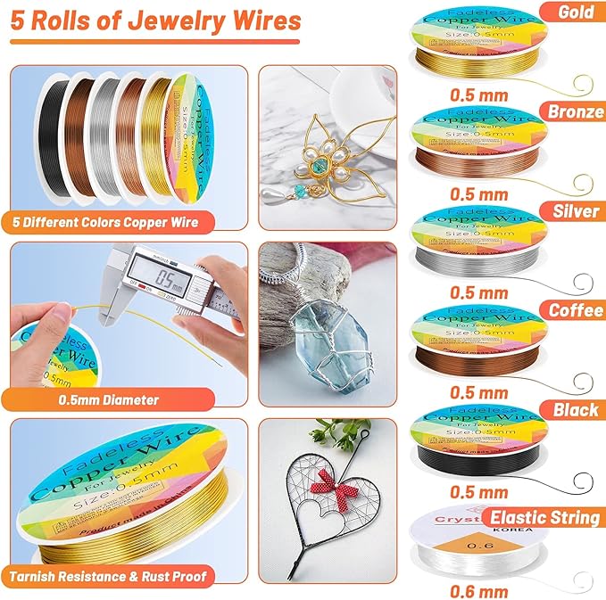 Audab Jewelry Wire Wrapping Jewelry Making Supplies Kit, Ring Sizer Measuring - Image 4