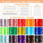 KAMJUNTAR Craft Kit, 15 Rolls Glitter & Laser Lanyard String - Image 3