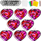32 Sets Valentines Suncatchers Craft Kit DIY Heart Window Stained Glass Effect by Lonfliness