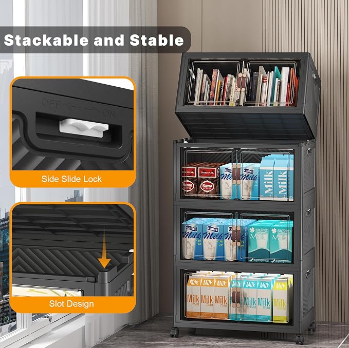 UAMFURI Stackable Storage Bins, 220QT Collapsible Drawers - Image 3