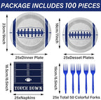Qyeahkj 25 Guests Cowboys Football Party Plates and Napkins Supplies American - Image 2