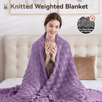 Knitted Weighted Blanket for Adult, No Beads Heavy Blanket 50” x 60'' 7lbs - Image 5
