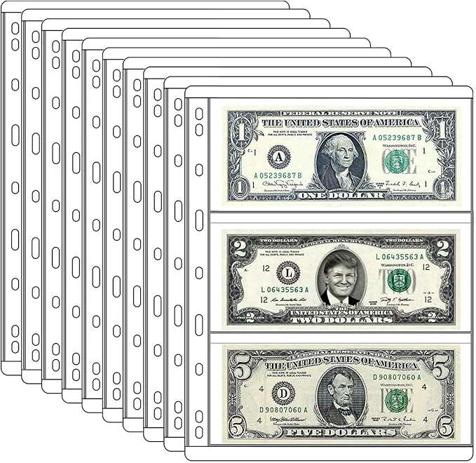 MUQING 60 Pockets Dollar Bill Holder Pages, 20 Sheets Currency Paper Money by MUQING