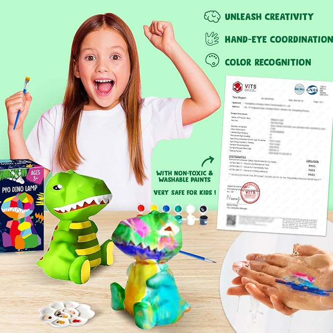 Goody King Paint Your Own Dinosaur Lamp Kit, DIY Night Light, Arts & Crafts - Image 3