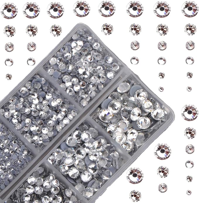 4000pcs Mixed Size Hot Fix Round Crystals Gems Glass Stones Hotfix Flat Back by MASSIVE+BEADS