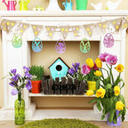 36PCS Wooden Easter Ornaments to Paint, 6 Styles DIY Blank Unfinished Wood Egg - Image 5