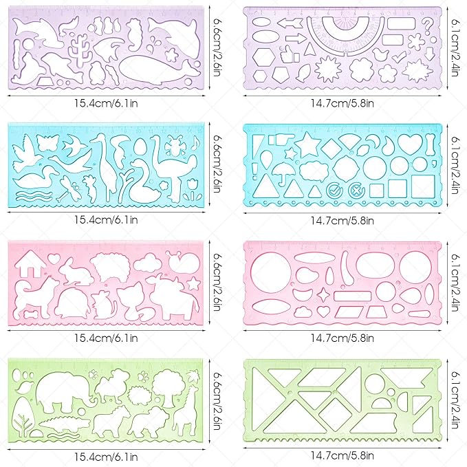 8PCS Drawing Stencils Set for Kids, Animal-Shaped Stencils Template Plastic - Image 3