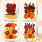 Augshy Fall Dried Pressed Flowers Orange Pressed Fall Leaves - Image 2
