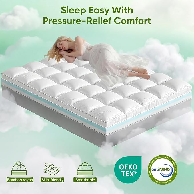 5 Inch Full Size Mattress Topper, Memory Foam Mattress Toppers -2.5" Cooling - Image 7