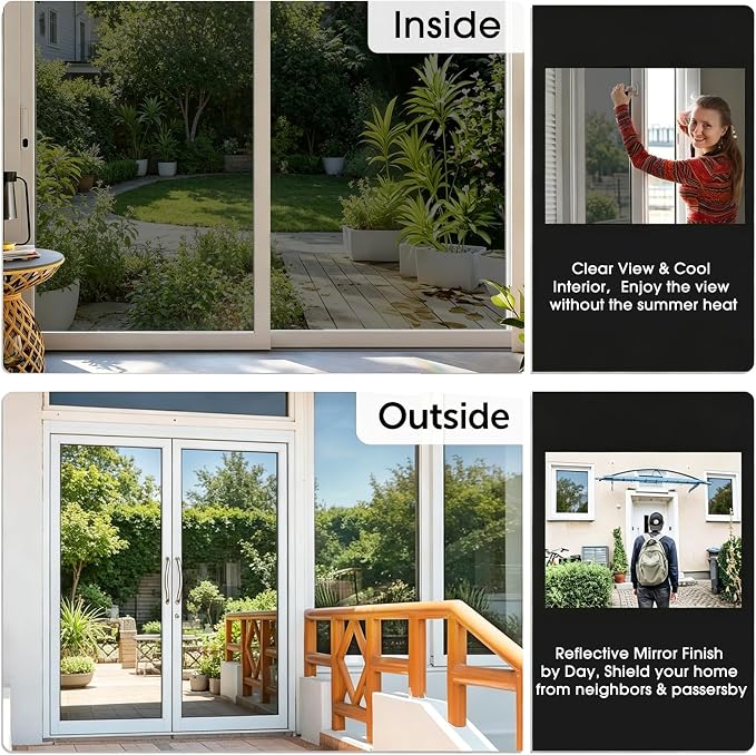 Coavas Window Privacy Film Daytime See Out Not in, 100% UV Blocking Heat - Image 4