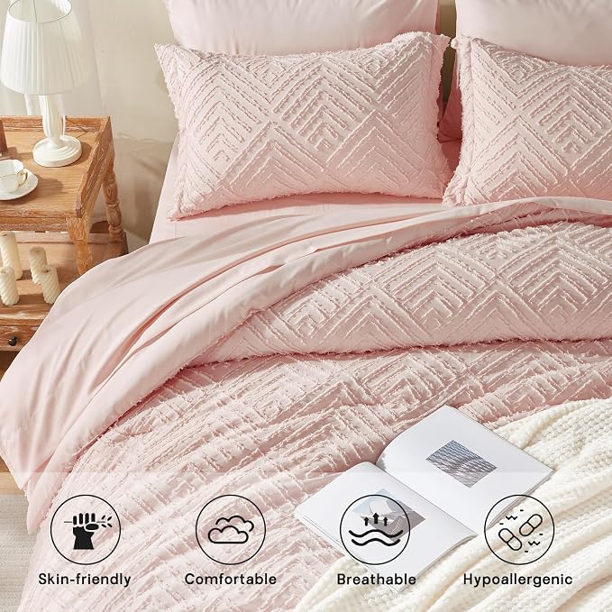 Zzlpp Queen Comforter Set 7 Pieces, All Season Boho Bedding Sets - Image 4