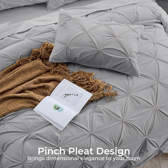 Sasttie Twin Comforter Set, 5-Piece Bed in a Bag, Pintuck Bedding Sets - Image 4