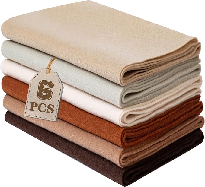 HaoFeiJH 6 Rolls 8"x20" Soft Felt Fabric Sheets, 1.6mm Thick, and Projects by HaoFeiJH