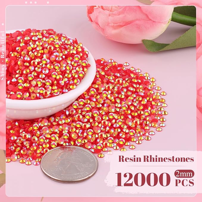 12000PCS 2mm Resin Jelly Rhinestones in Bulk, Bedazzling Flatback Crystals - Image 2