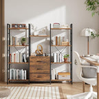 AFLUI Triple Bookshelf with 3 Fabric Drawers, 4-Tier Book Shelf and 10 Display - Image 9