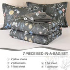 Yiran 7 Piece Grey Floral Comforter Set King Size, Botanical Flowers Bed in a - Image 8