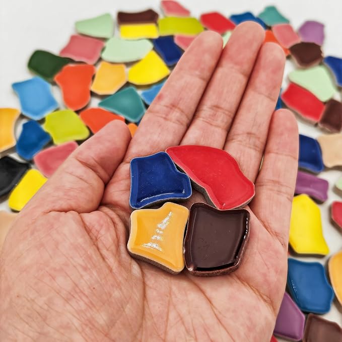 1.1lb Ceramic Mosaic Tiles, Mixed Colour Ceramic Mosaic Pieces - Image 3