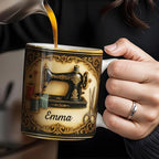 Personalized Classic Sewing Machine Design Coffee Mug, Ceramic Sewing Mug - Image 5