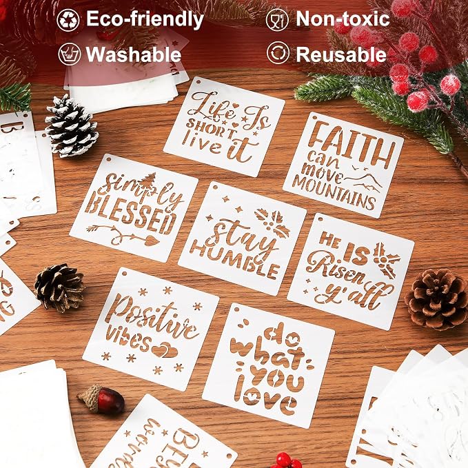 Marspark 66 Pcs Small Stencils for Crafts Reusable 3 Inch Stencils for Painting - Image 3