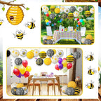 Panelee 12 Pcs Bee Party Decorations Paper Lanterns 8 Inch Hanging Round - Image 7