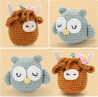 CrochetBox Crochet Kit for Beginner, Highland Cow and Owl Learn How to Crochet - Image 2